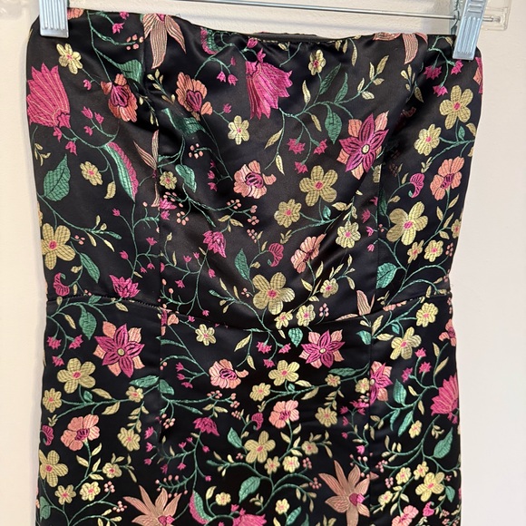 Lulus Make A Move Floral Strapless Jacquard Dress Size Medium - Picture 3 of 6